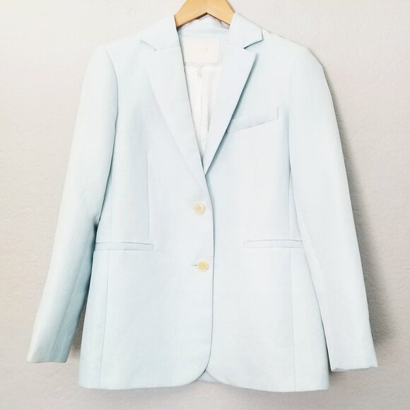 MAJE Paris Vizane Linen Blend Twill Blazer US M 38 Light Sky Blue Designer $385 - Picture 3 of 16